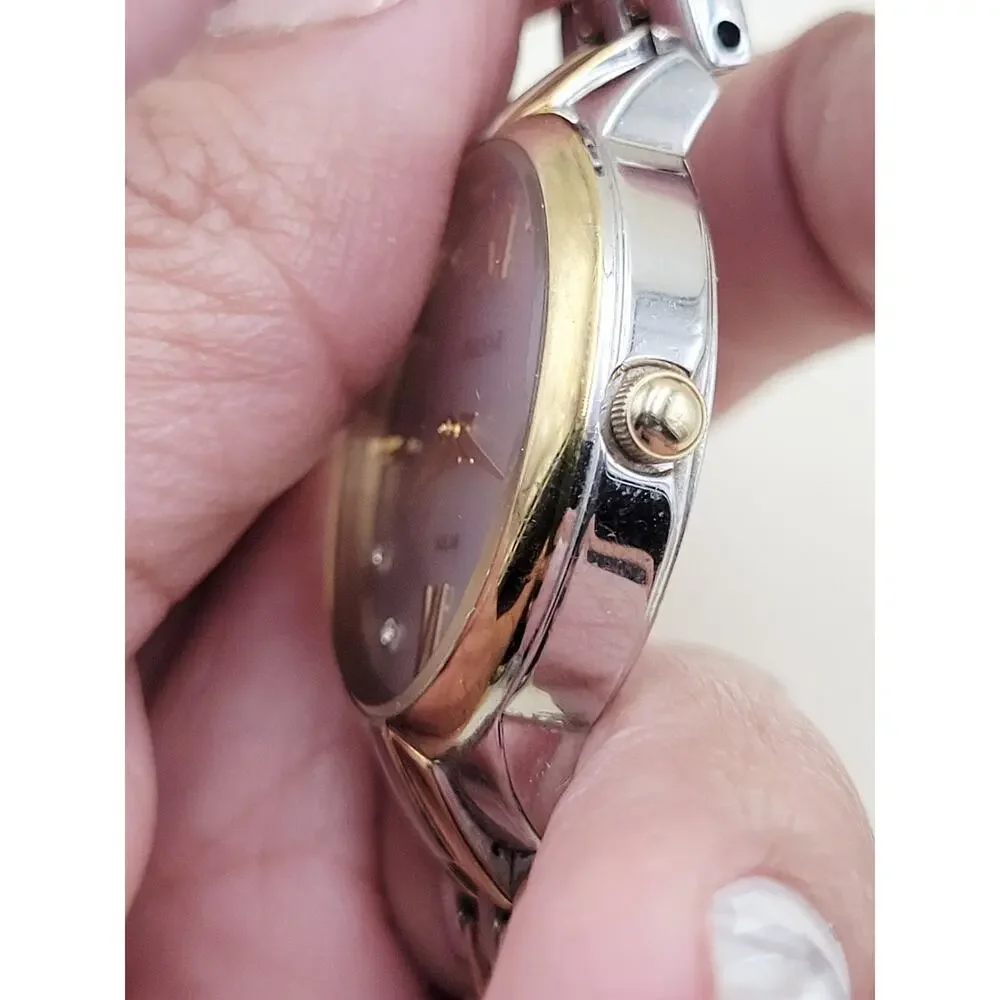 Pulsar Solar Womens Wristwatch Two Tone Silver Gold Stainless Steel AS01 672090